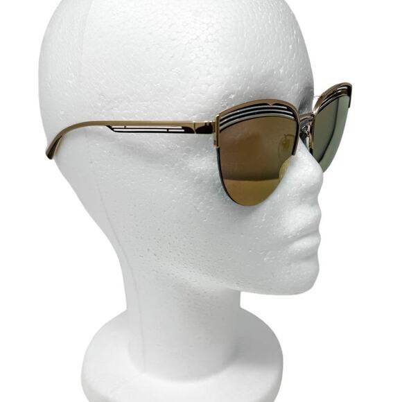 Bvlgari Bulgari Cat-Eye Rimless Mirrored Sunglasses Gold Metal w/ case - Picture 12 of 12